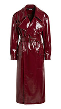 Maxi Trench Coat: Cherry Patent Leather