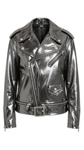 Oversized Moto Jacket: Metallic Gunmetal