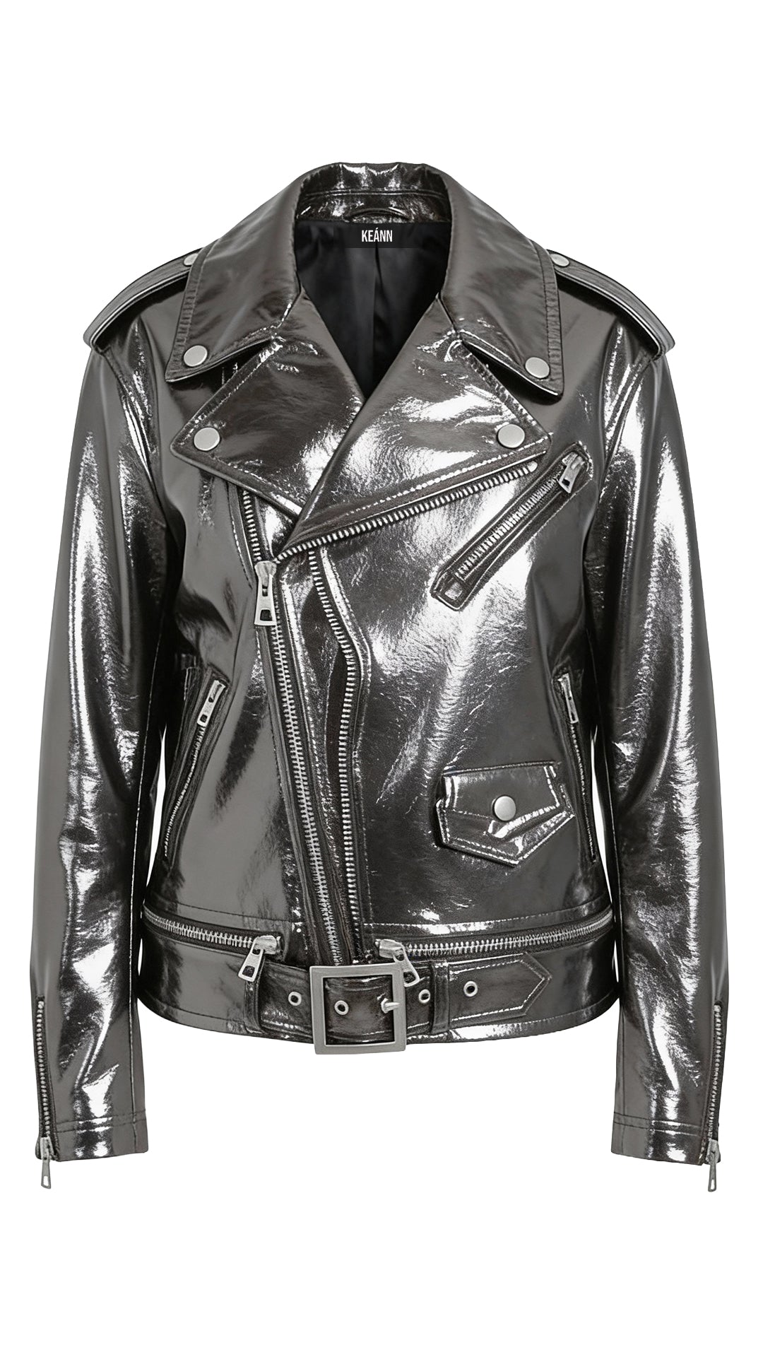 Oversized Moto Jacket: Metallic Gunmetal