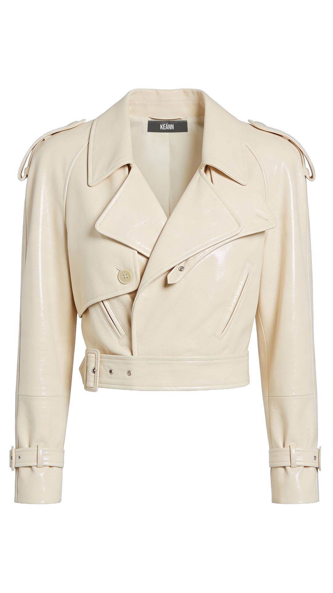 Ultra Cropped Moto Jacket: Creme Leather