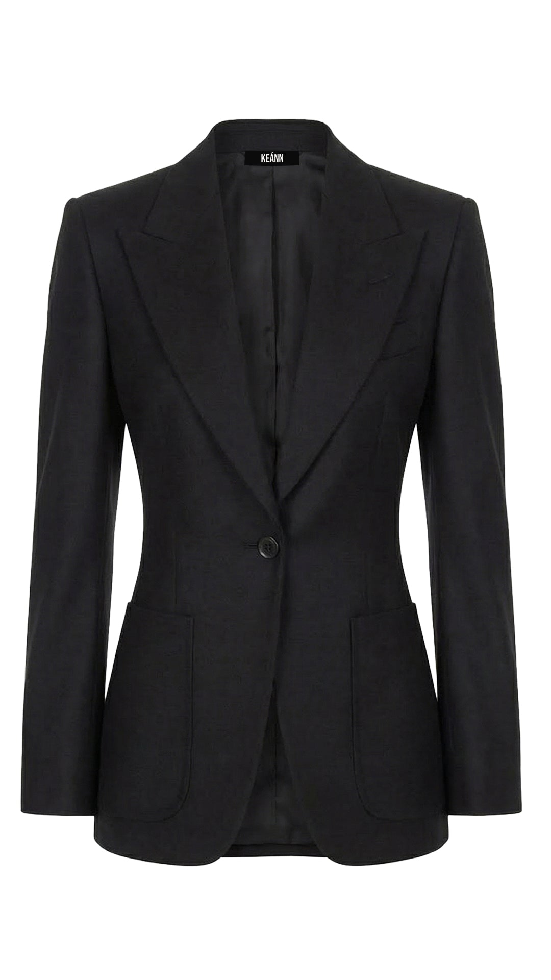 Fitted One Button Blazer: Black