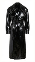 Maxi Trench Coat: Black Patent Leather