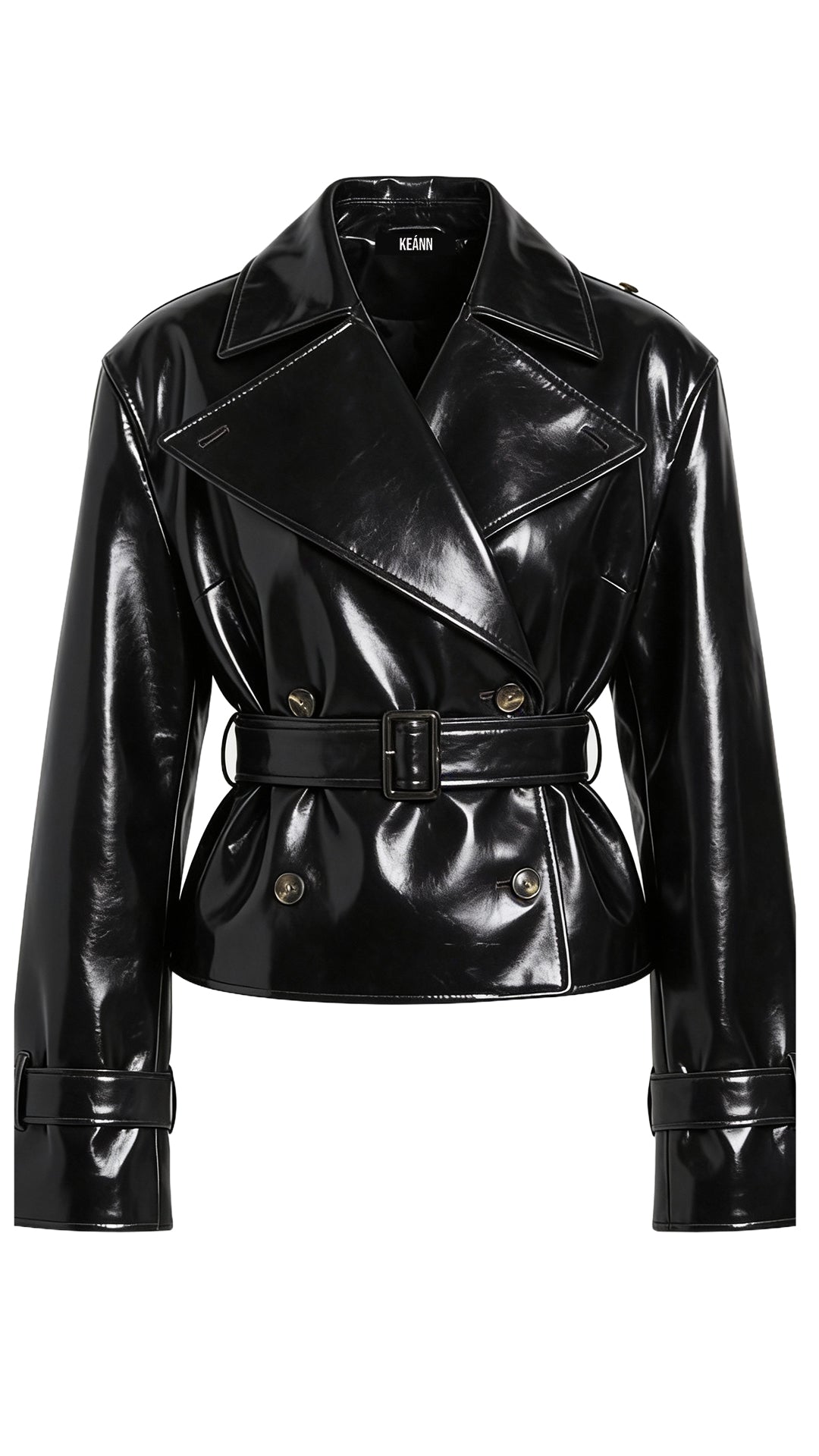 Cropped Trench Jacket: Black