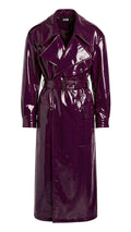 Maxi Trench Coat: Plum Patent Leather