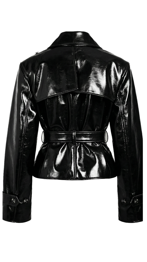 Cropped Trench Jacket: Black