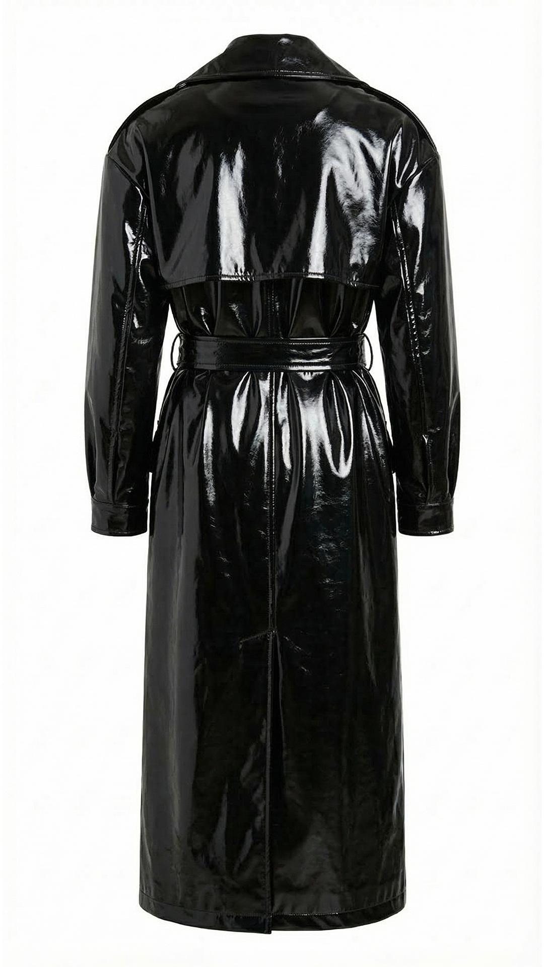 Maxi Trench Coat: Black Patent Leather