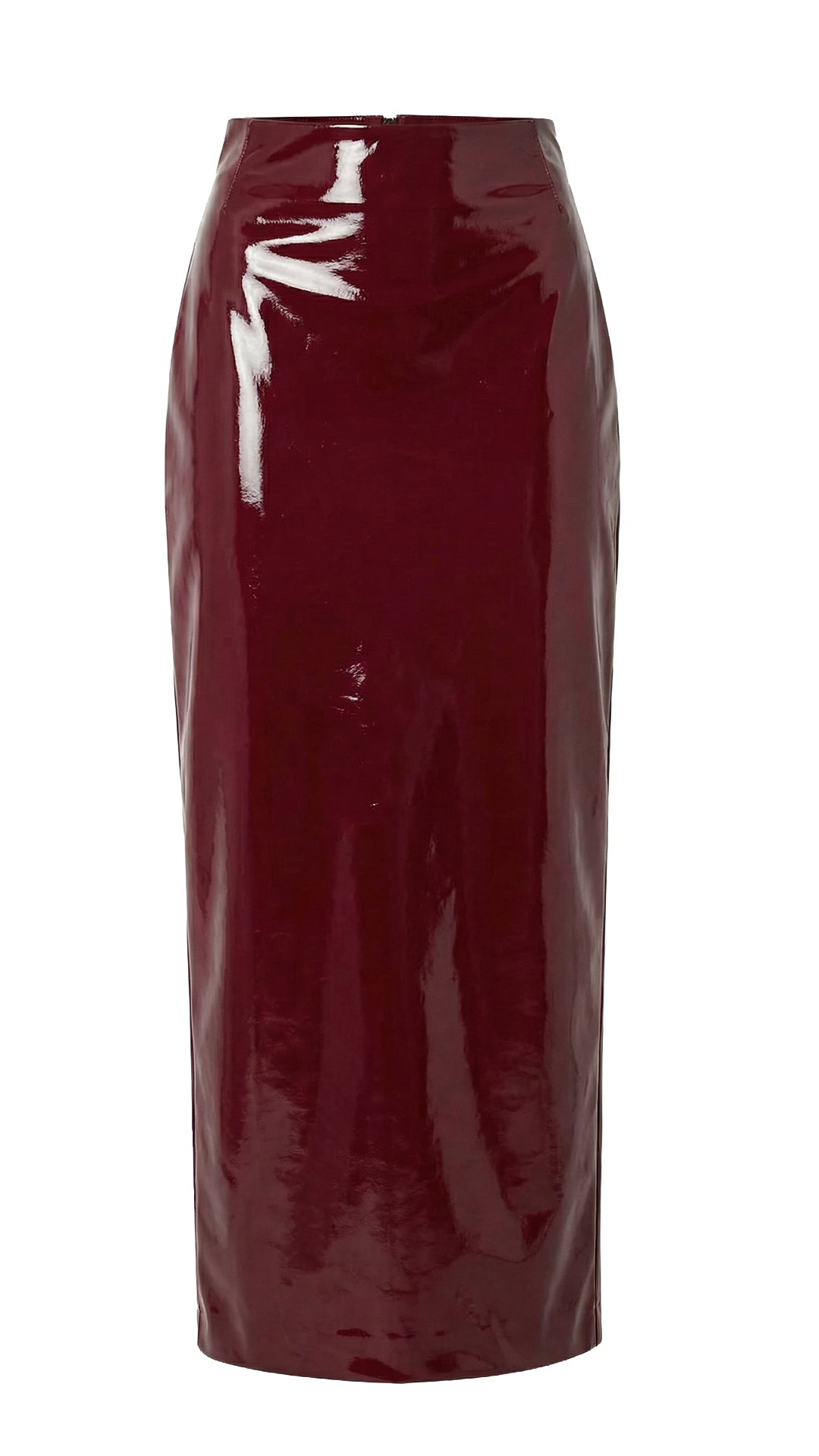 Pencil Maxi Skirt: Cherry Red Patent Leather