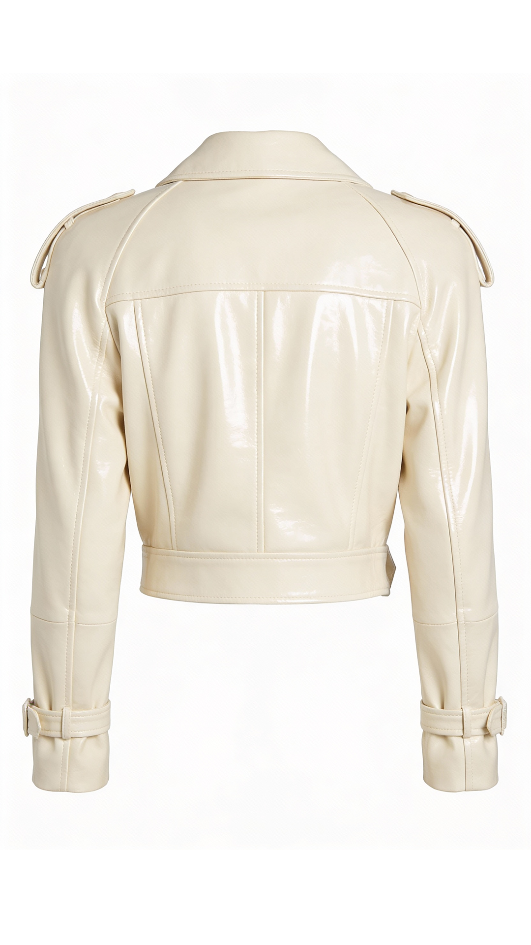 Ultra Cropped Moto Jacket: Creme Leather